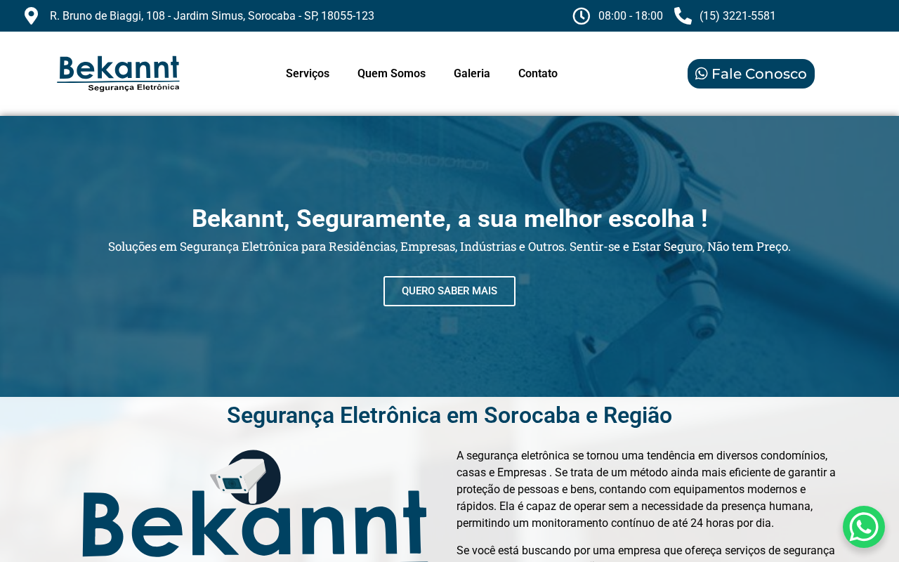 Print do site Bekannt Segurança Eletrônica. bekannt.com.br