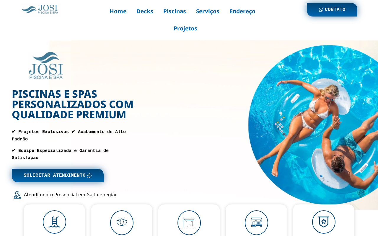 Print do site Josi Piscinas e Spas. josiinfinity.com.br