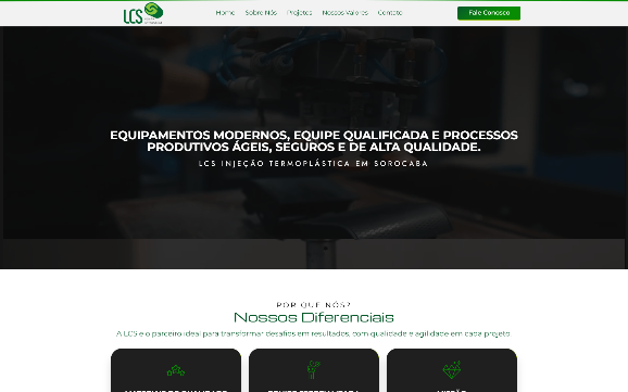 Print do site LCS Injeção Termoplástica. lcsindcom.com.br
