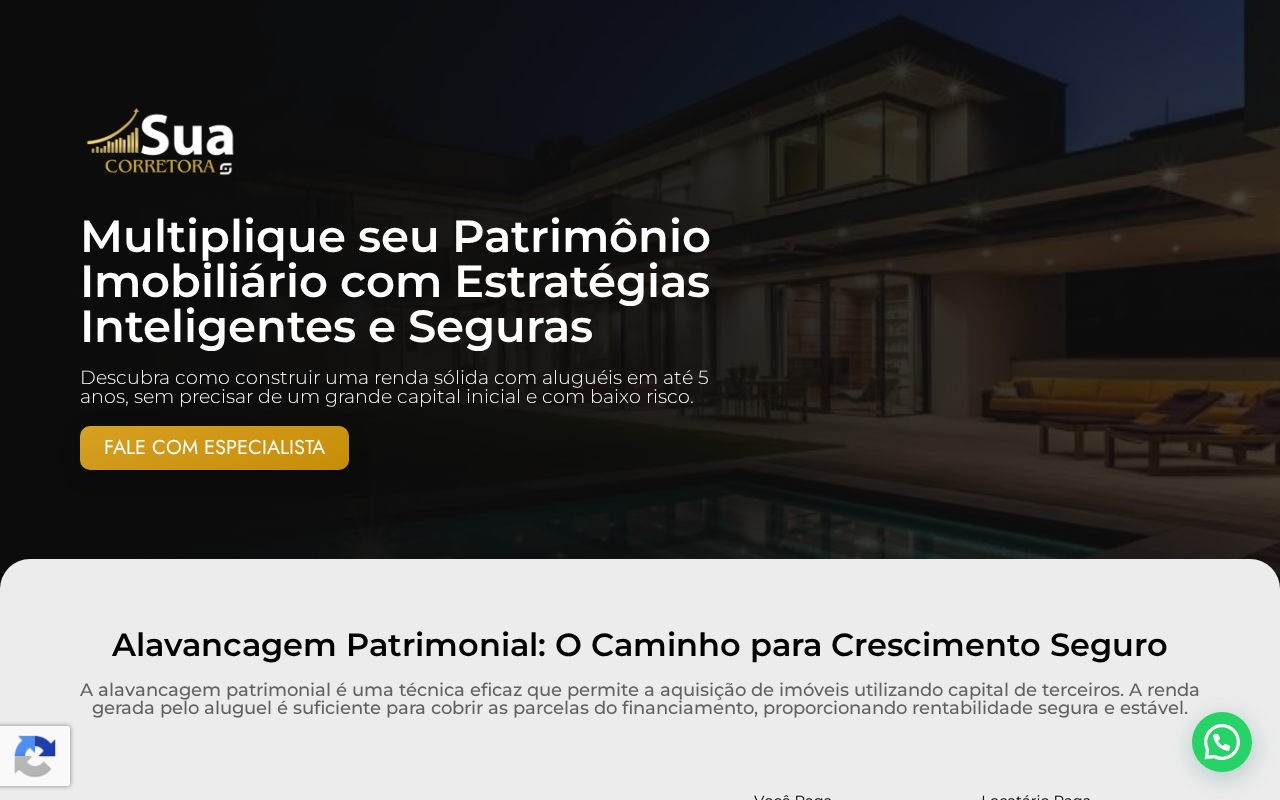 Print do site Sua Corretora. suacorretoraa.com.br